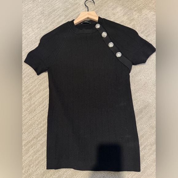 Balmain 3-button black short sleeve knit top - size 42 - Picture 1 of 8